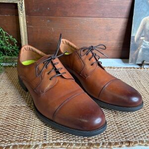 Florsheim Midtown Cap Toe Oxford Dress Shoes Cognac Brown Size 14D NWOT